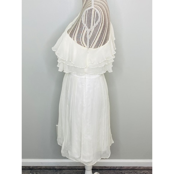 Jill Stuart Ivory Silk Tiered Ruffle Dress Sleeveless Women 12 Wedding Guest - Picture 5 of 12